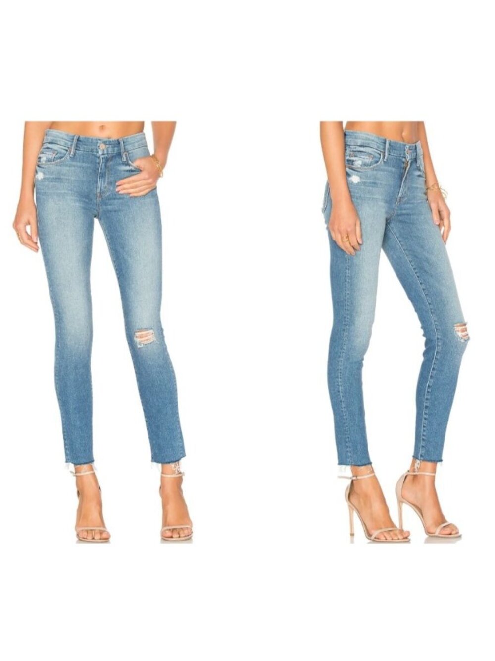 Mother Denim Looker Ankle Fray Jeans in Love Gun Skinny Cropped Size 28